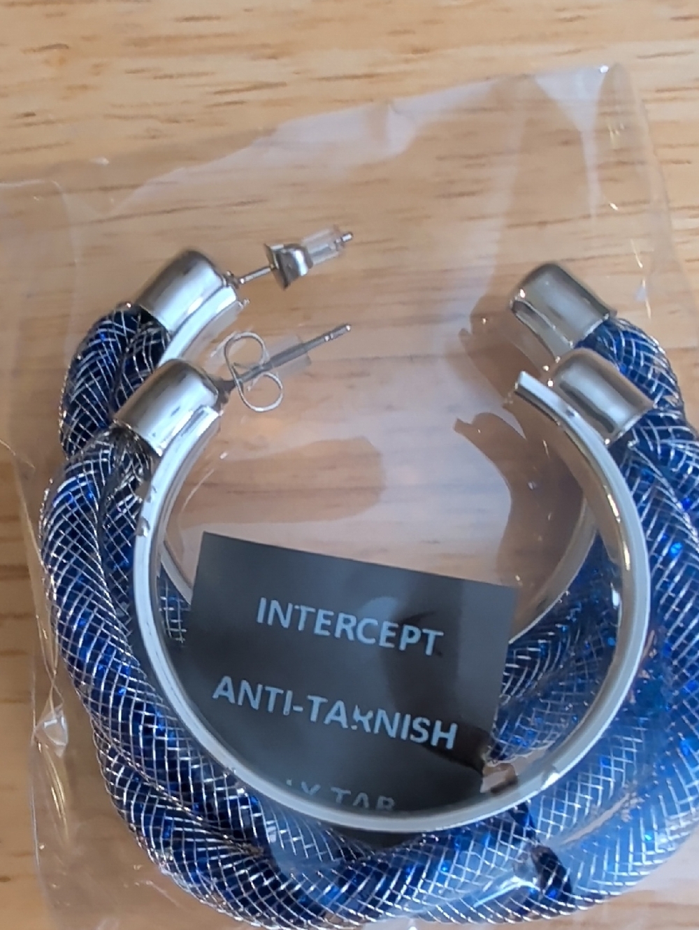 INTERCEPT Blue Mesh Hoop Earrings